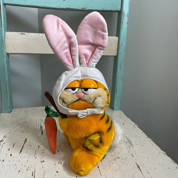 Dakin Other - Vintage 1981 Dakin Garfield Easter Bunny Plush with Carrot 12" Stuffed Animal